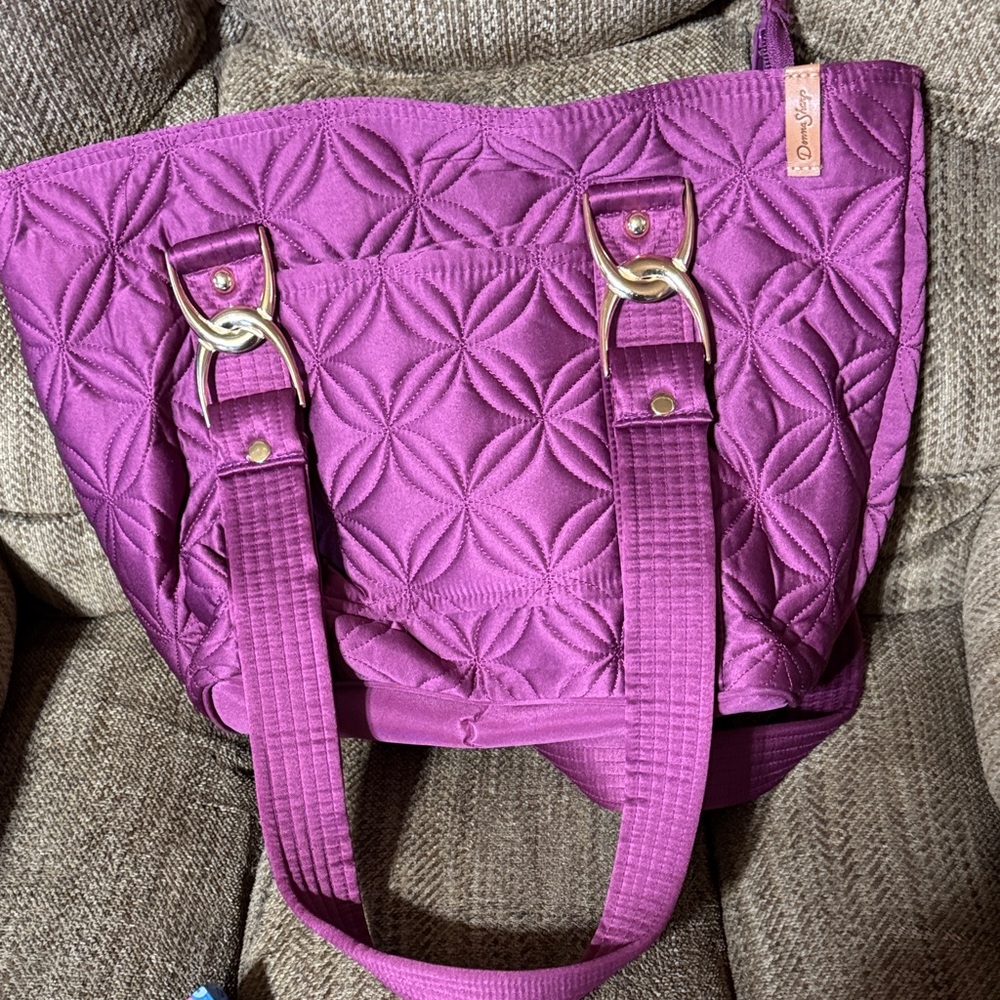 Elegant Purple Quilted Tote Bag